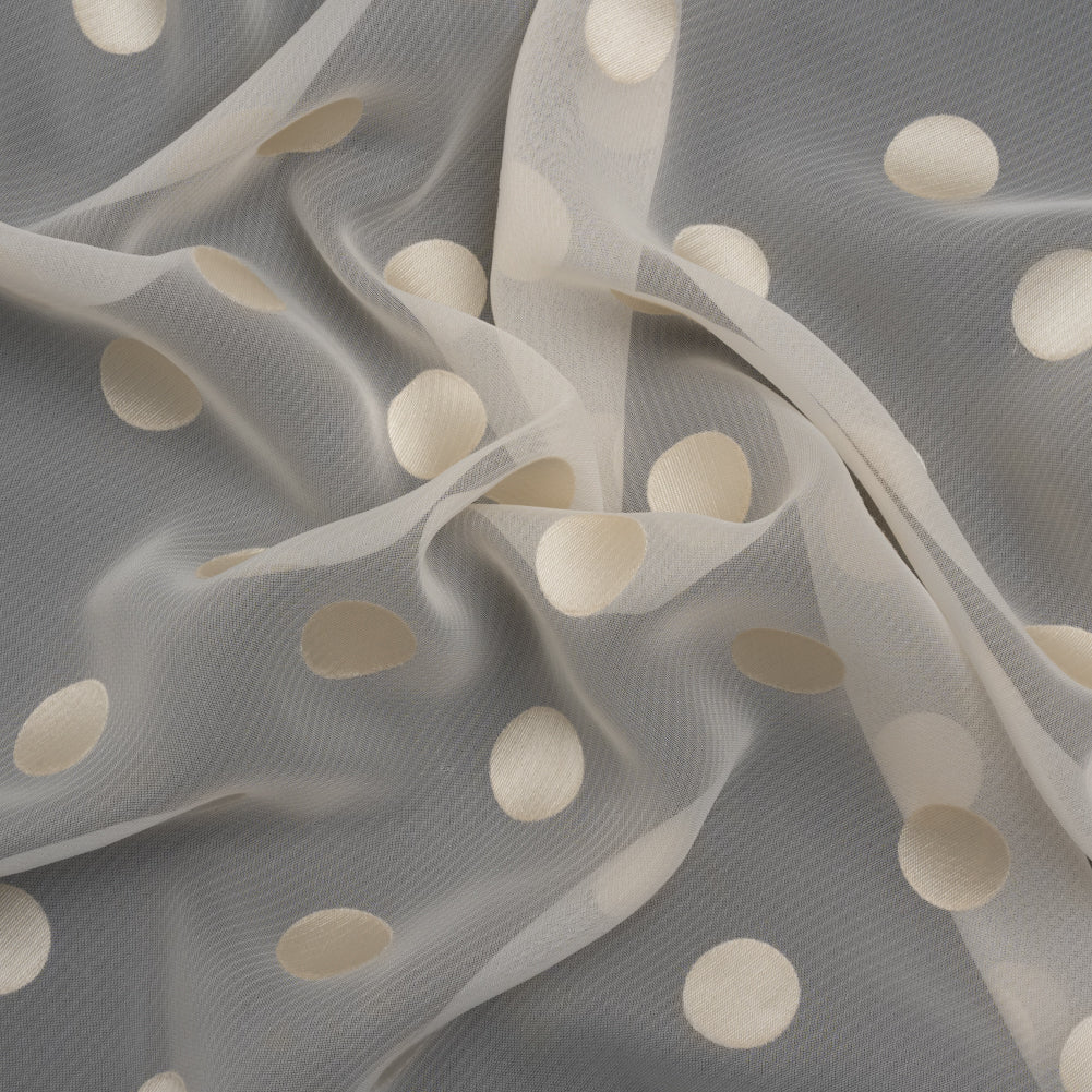 Famous Australian Designer Cream Burnout Satin Polka Dot Polyester and Viscose Chiffon - Joann Fabrics