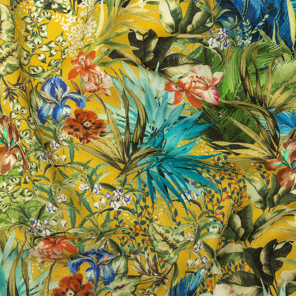Linen and Rayon Woven Print - Yellow and Multicolor Floral - Mood Exclusive Amazonia - Joann Fabrics