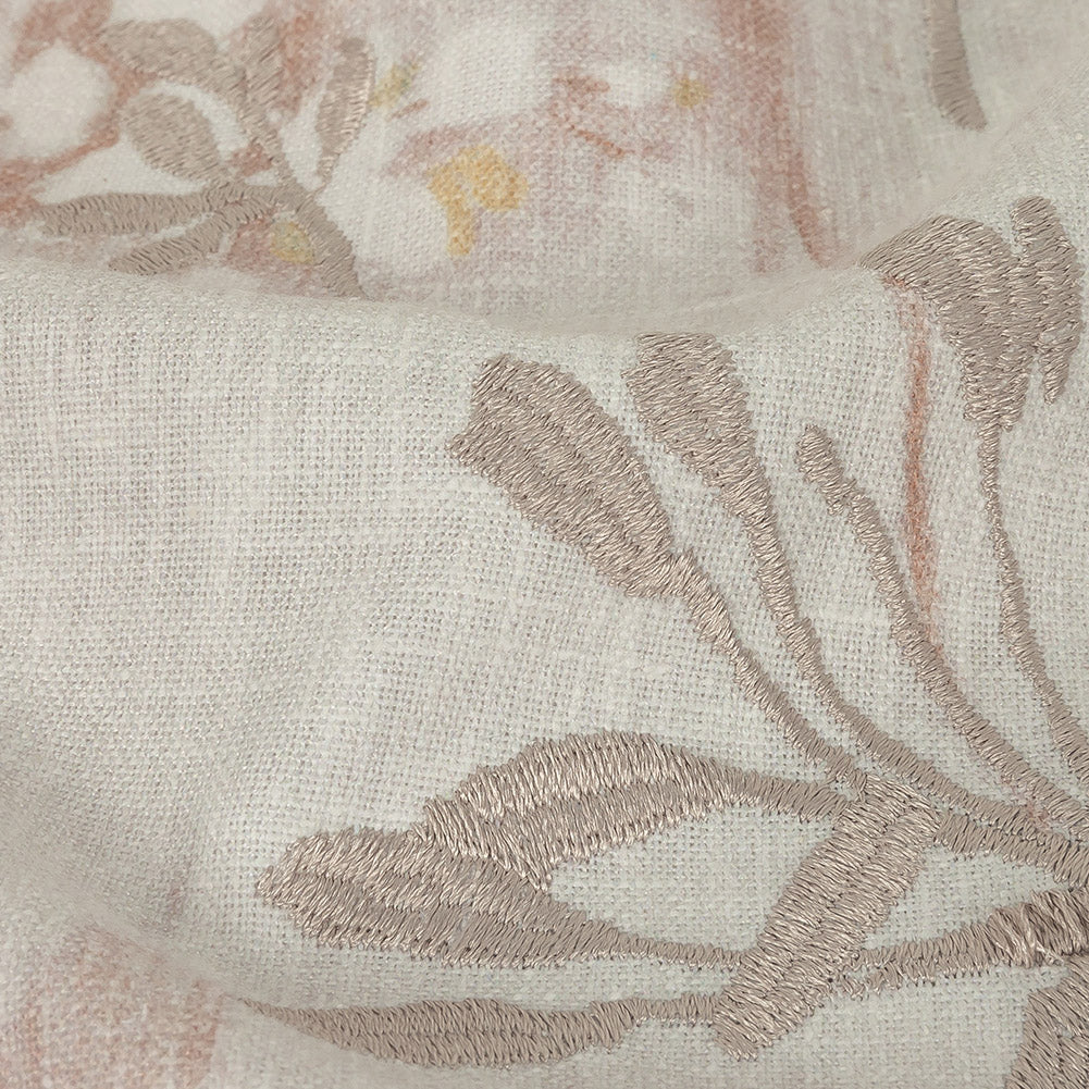 Printed and Embroidered Drapery Canvas - Dusky Pink Floral - British Imported - Joann Fabrics