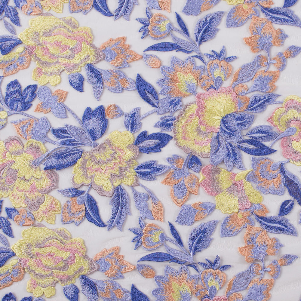 Lavender and Yellow Novelty Floral Embroidered Mesh - Joann Fabrics