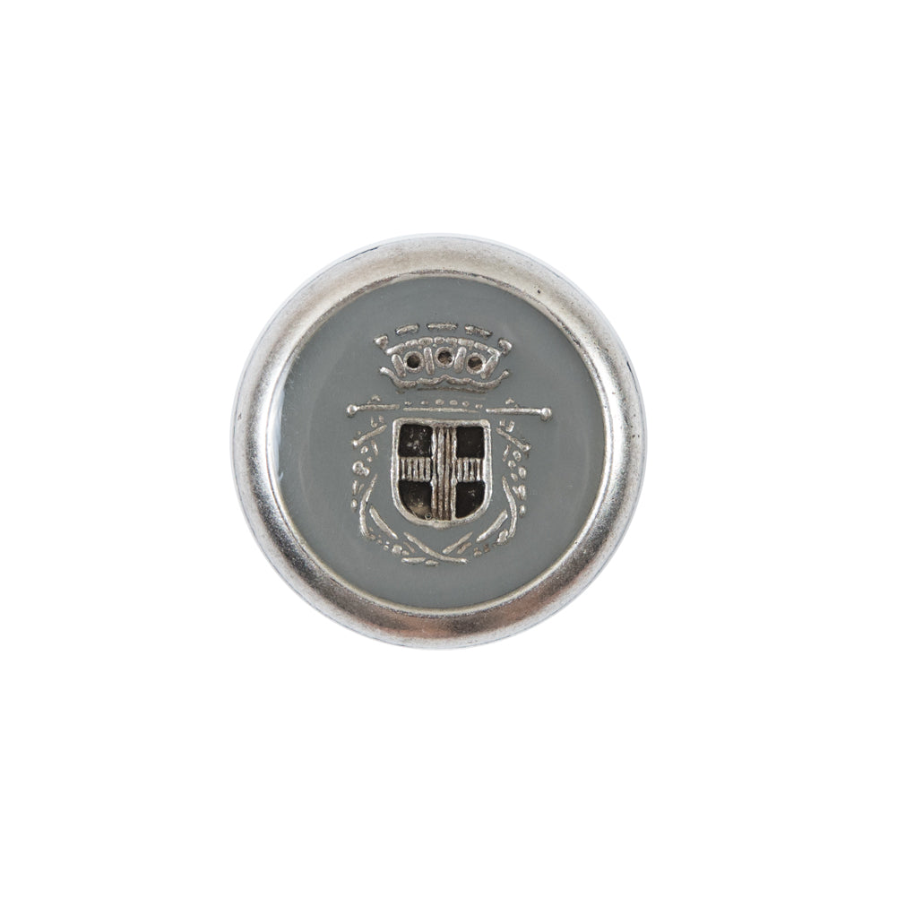 Italian Gray and Silver Crest Metal Button - 32L/20mm - Joann Fabrics