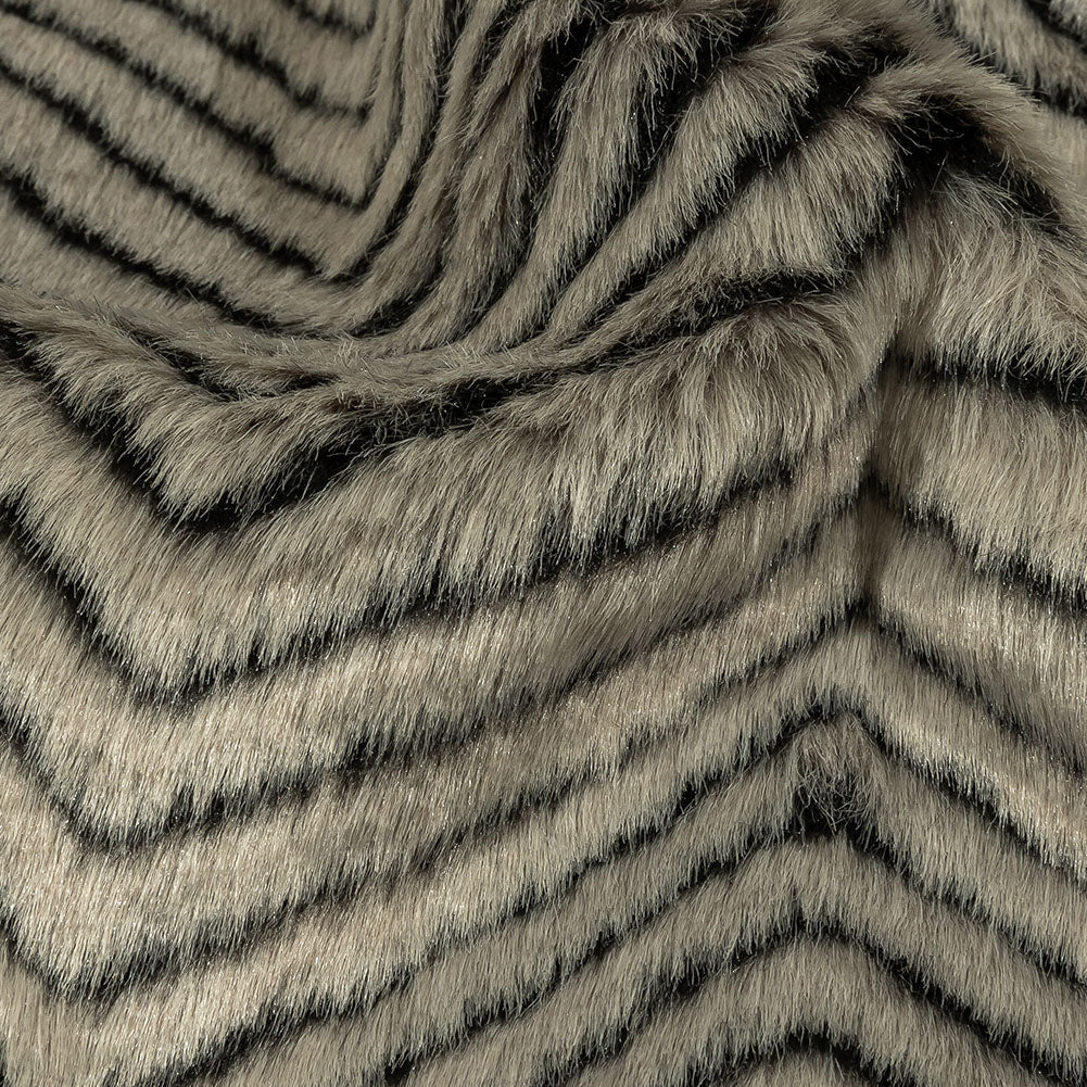 Gray and Black Chevron Ribbed Luxury Faux Fur - Joann Fabrics