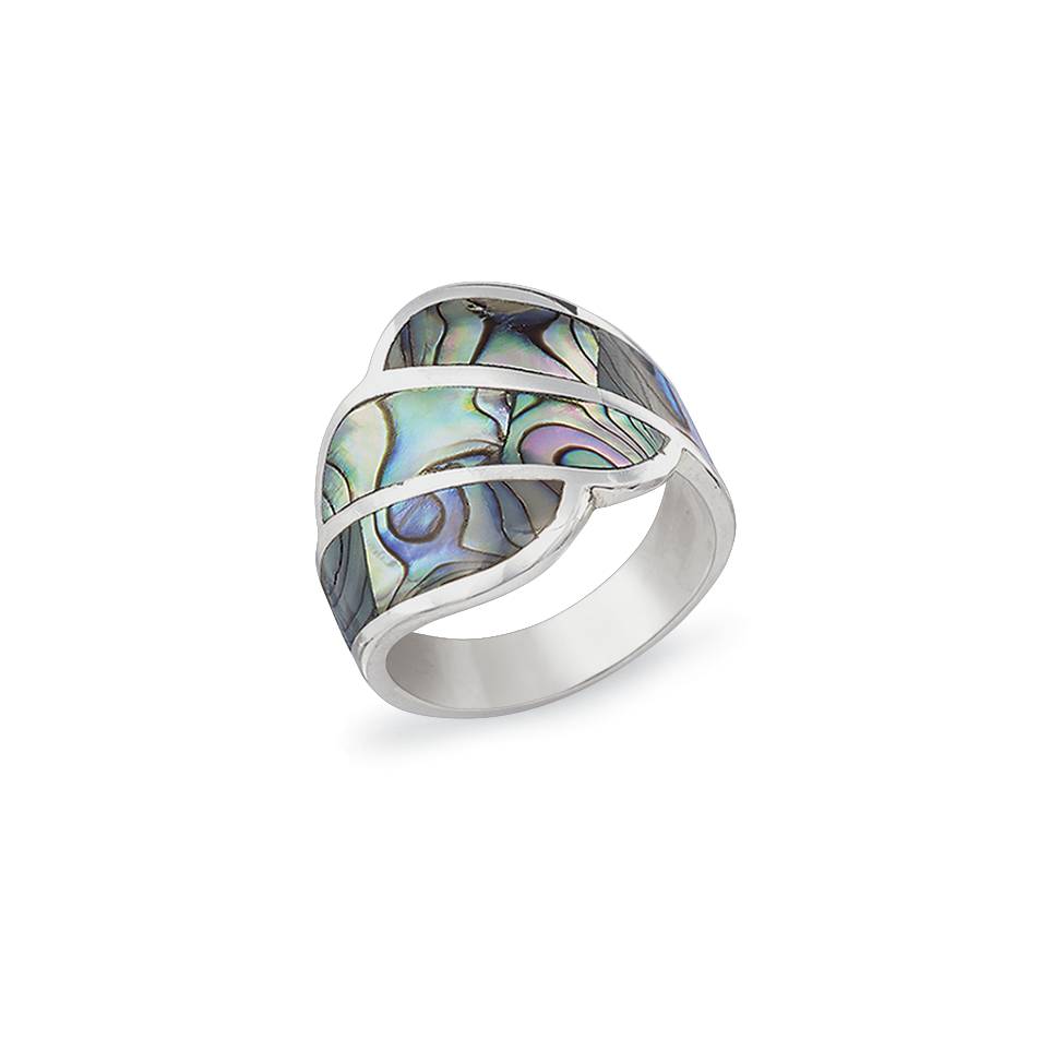Genuine Abalone & Sterling Silver Three-Row Ring - Northstyle Catalog
