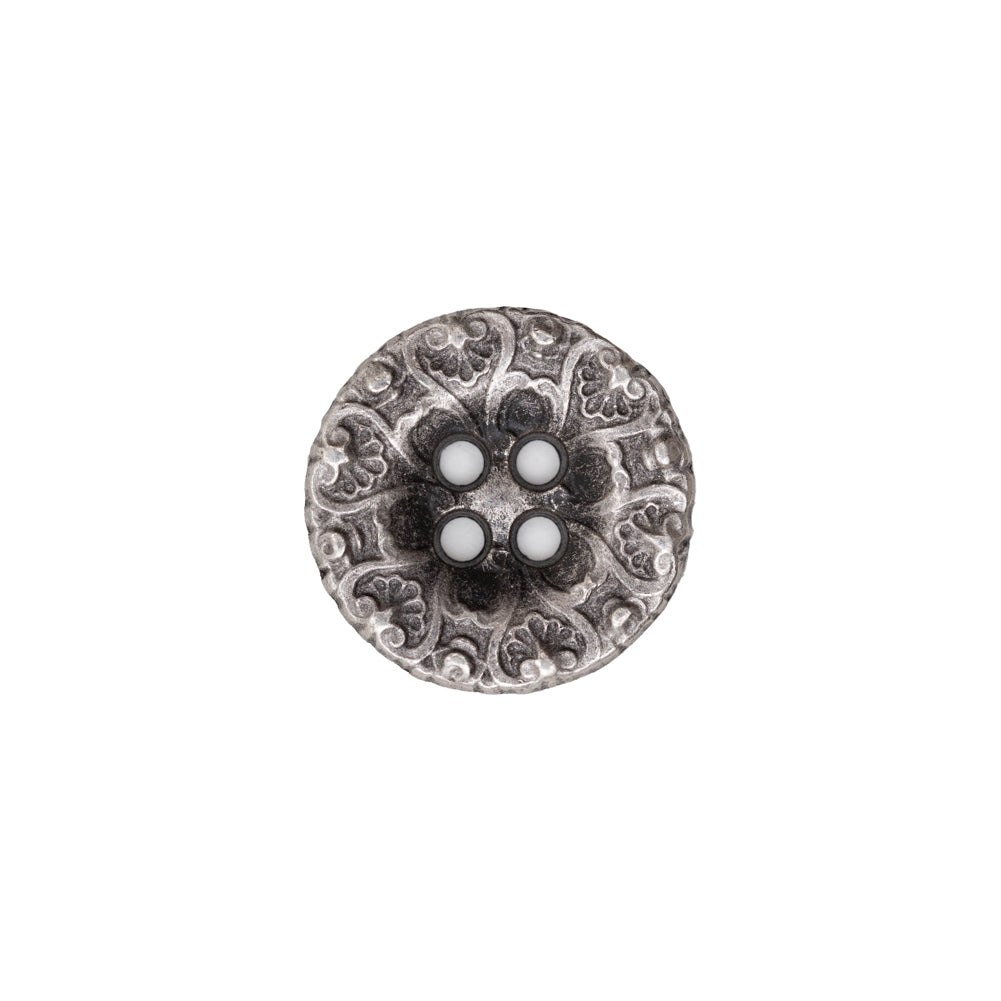 Italian Antique Silver Ornate Metal Zamac Button - 24L/15MM - Joann Fabrics