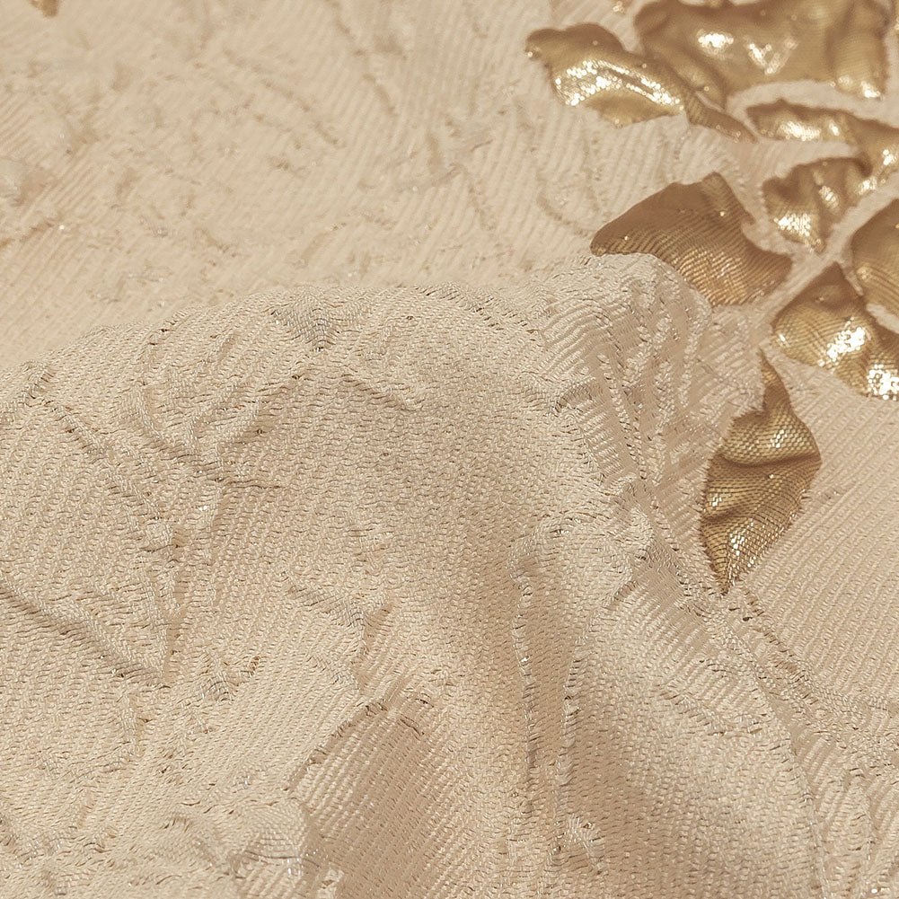 Metallic Gold and Beige Roses and Leaves Luxury Brocade - Joann Fabrics