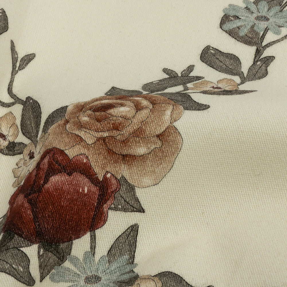Brushed Stretch Cotton Twill Print - Cream, Green and Red Floral Lattice - Mood Exclusive Rose Above - Joann Fabrics