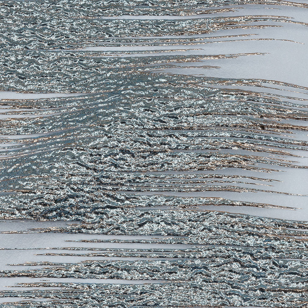 Metallic Rose Gold and Sky Blue Sleek Streaks Luxury Burnout Brocade - Joann Fabrics