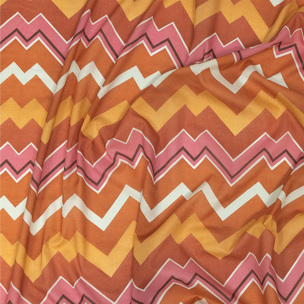 Cotton Voile - Pink and Orange Zig Zags - Festa di Apollo Print - Mood Exclusive Viso Collection - Joann Fabrics