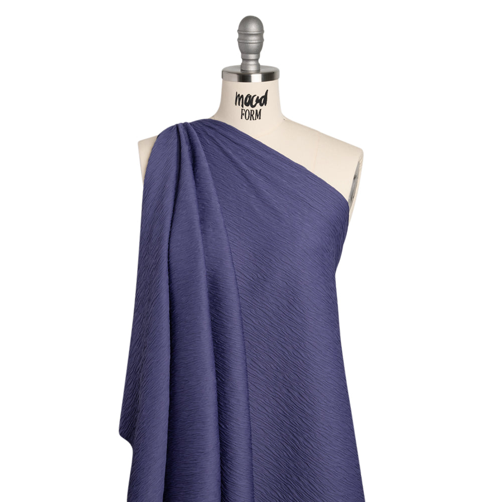 Textured Stretch Polyester Jacquard Knit by Mara Hoffman - Blue Violet Wavy Lines - Designer Deadstock - Joann Fabrics