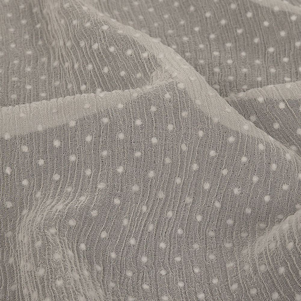Famous Australian Designer Marshmallow Flocked Polka Dots Silk and Rayon Crinkled Chiffon - Joann Fabrics