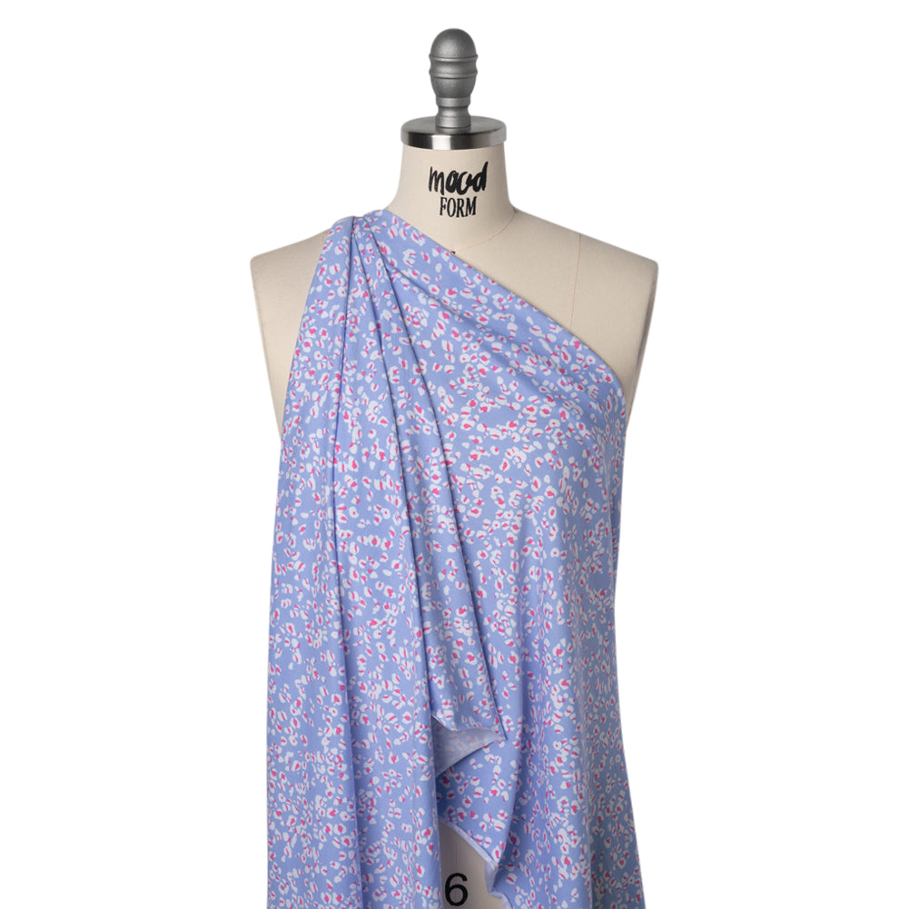 Stretch Cotton and Modal Jersey - Periwinkle, White and Pink Animal Spots - Deadstock - Joann Fabrics