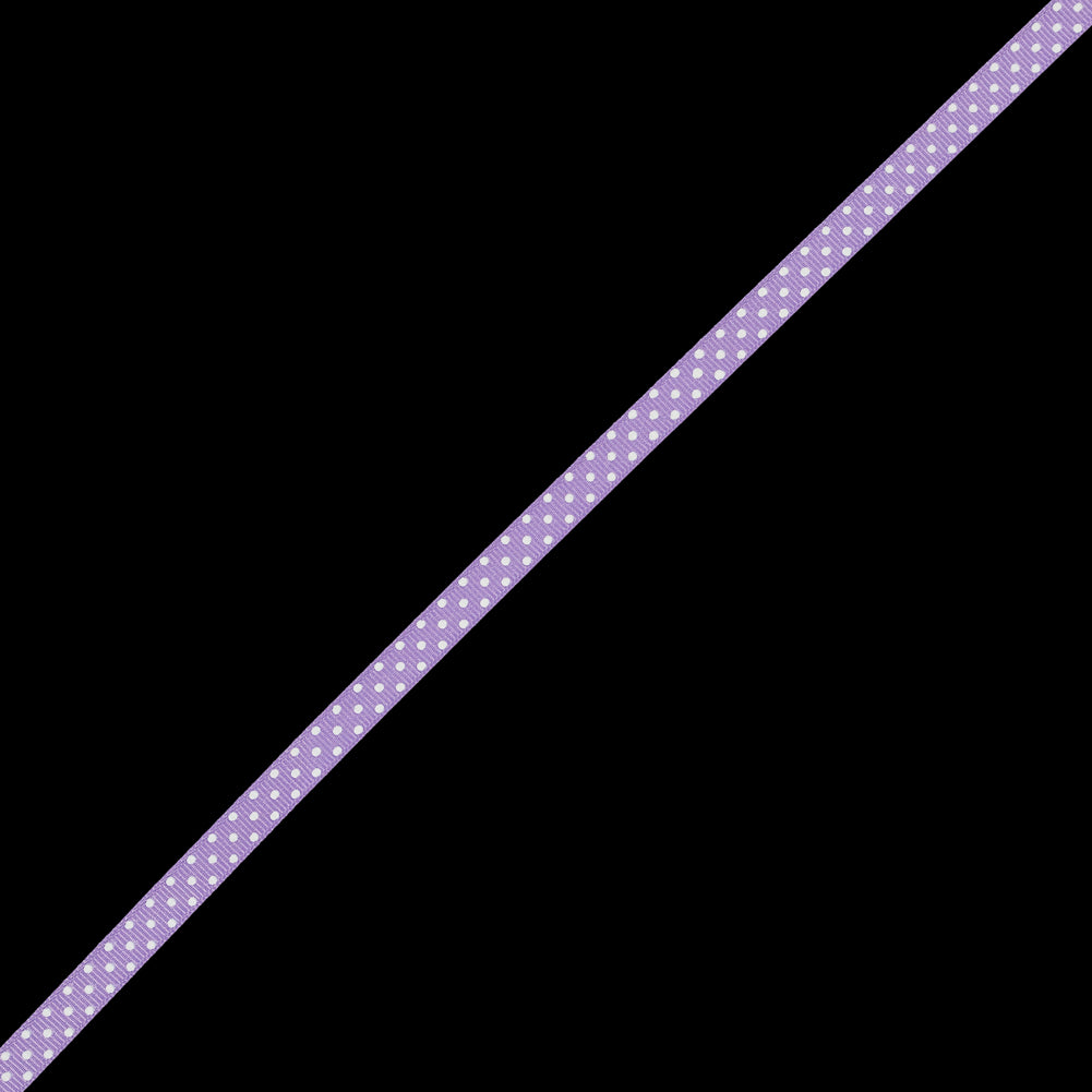 Orchid Grosgrain Ribbon with White Polka Dots - 0.375