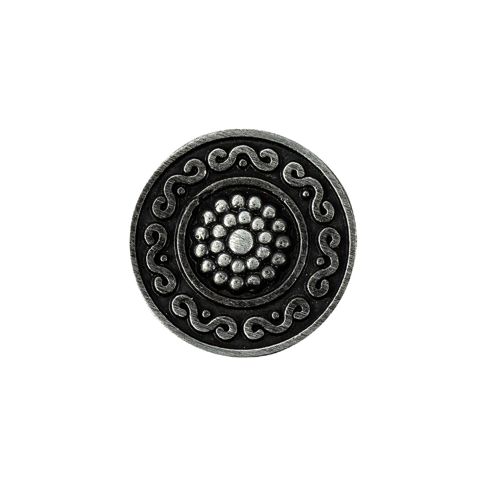 Metal Shank Back Button - 32L/20mm - Gunmetal Nailshead and Curly Border - Joann Fabrics