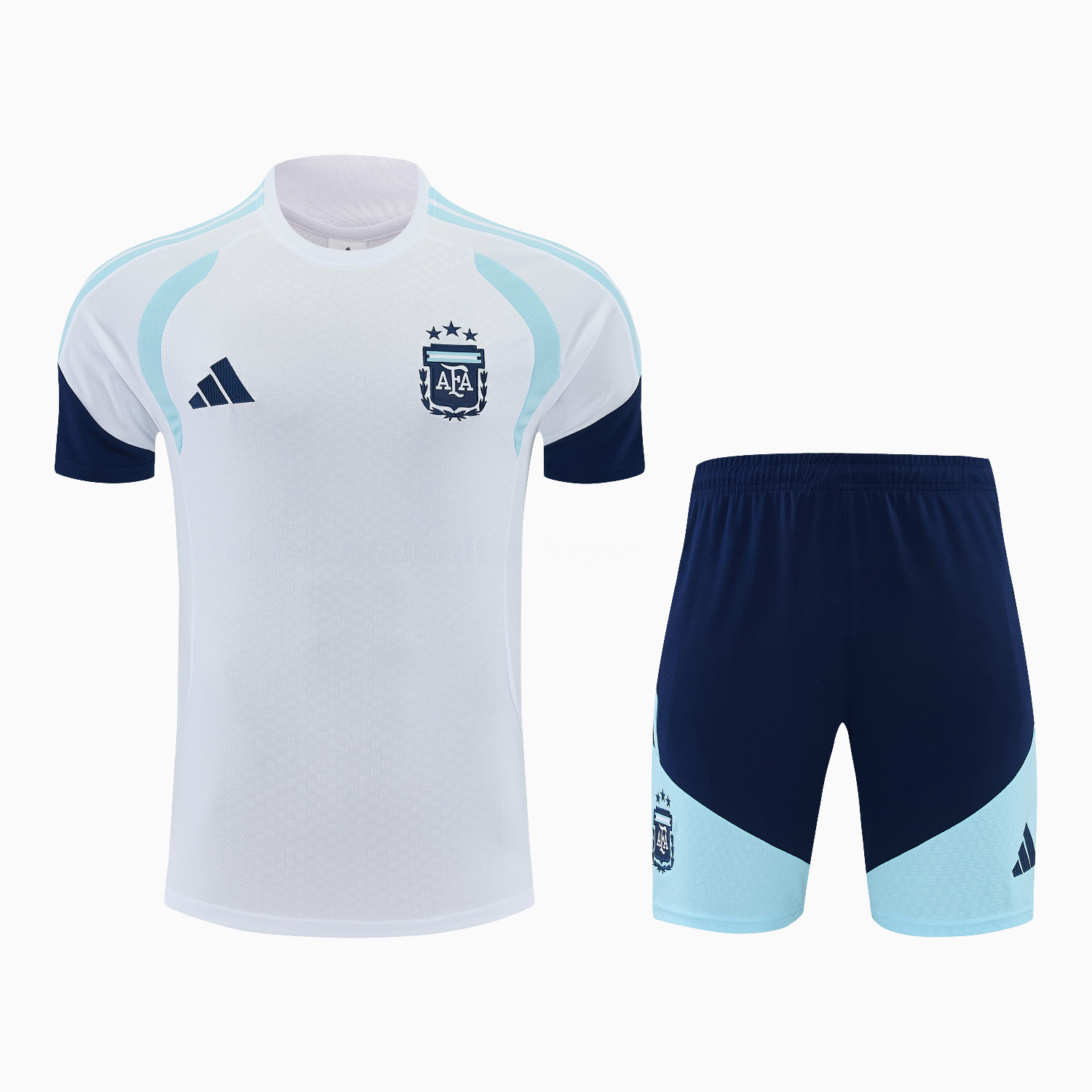 Argentina 2026 Short-Sleeve Training Set - White Top and Dark Blue Shorts - UnitedFutballJersey