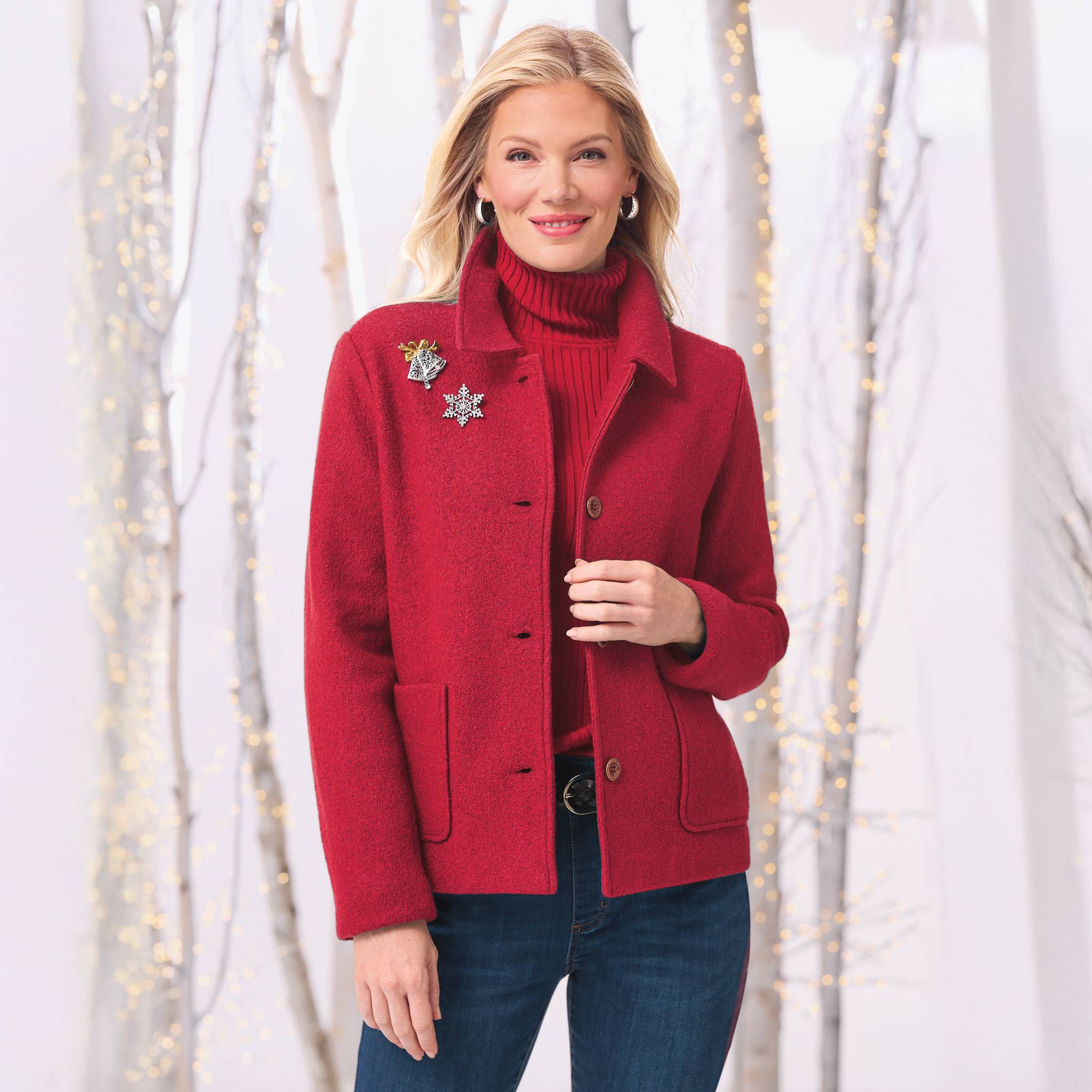 Patch Pocket Boiled Wool Jacket, Button Front - Northstyle Catalog