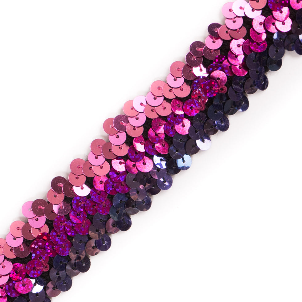 Pink and Purple Stretch Sequin Trim - 1