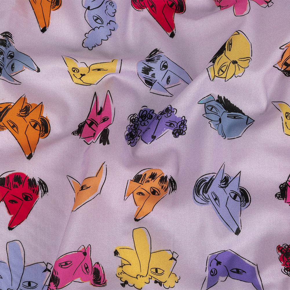 Cotton Voile - Lilac and Rainbow Dog Doodles - TREATS Print - Mood Exclusive Sugar Collection - Joann Fabrics
