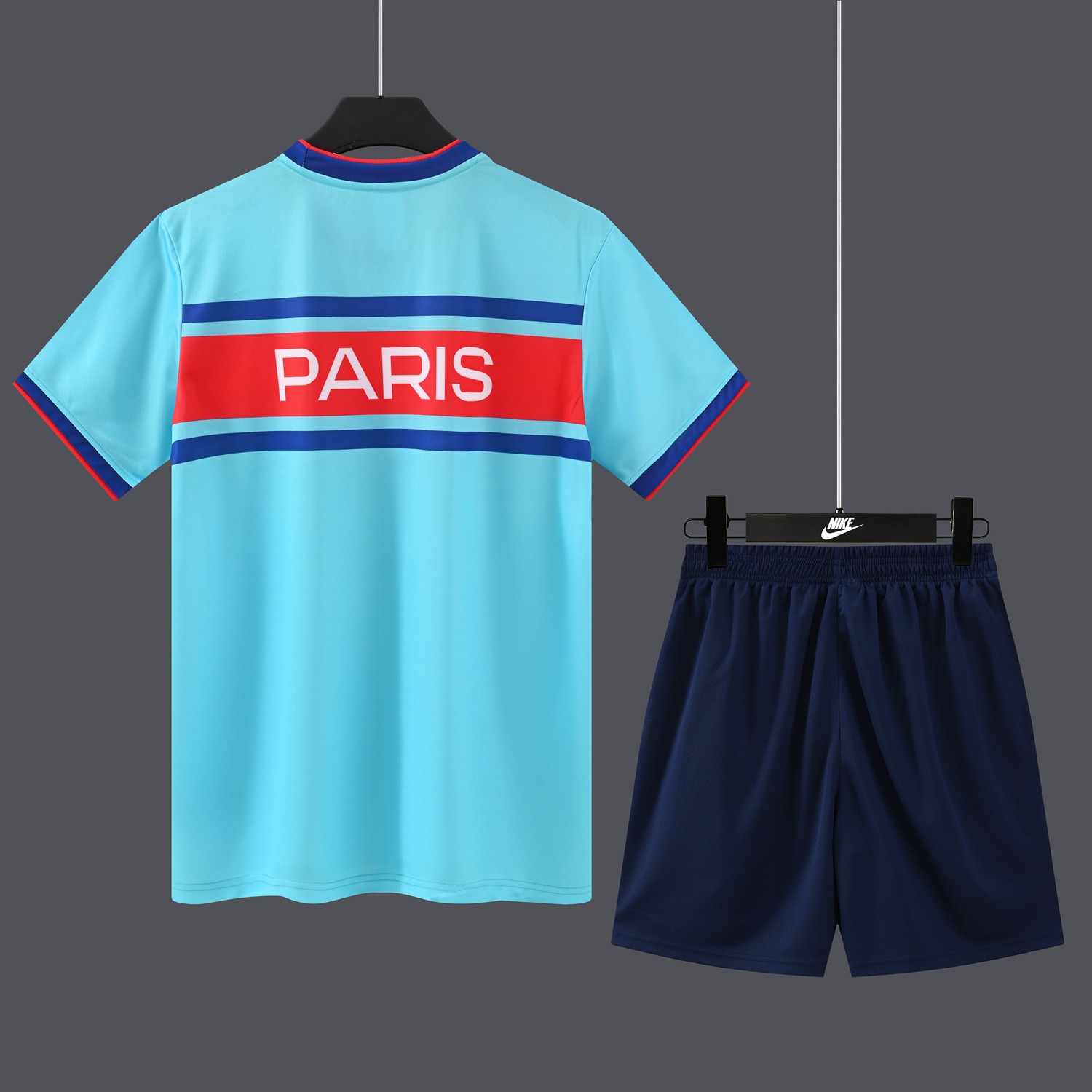 Paris Saint-Germain PSG 26-27 Short-Sleeve Training Set - Lake Blue Top & Deep Blue Shorts - UnitedFutballJersey