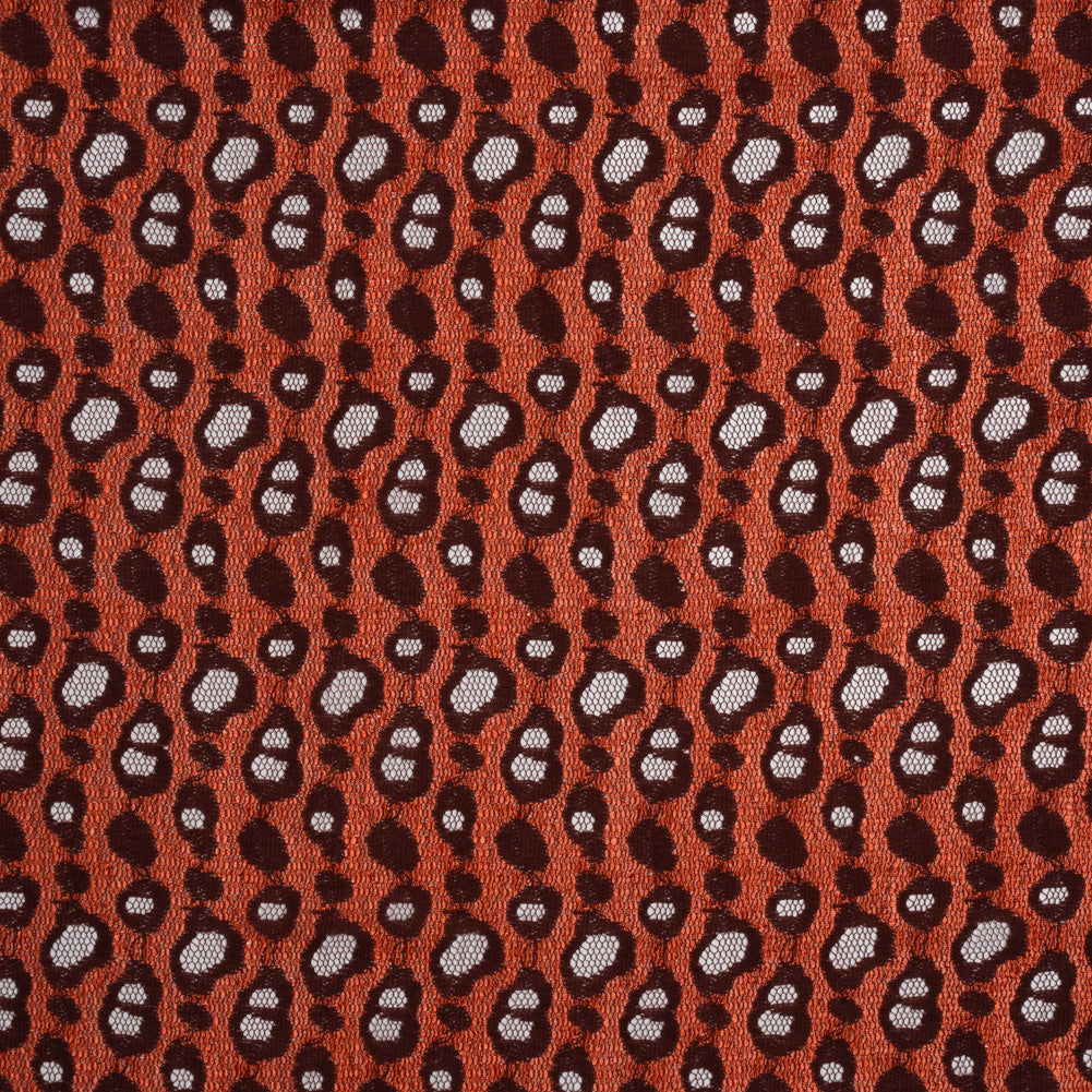 Two-Tone Polyester Lace - Burnt Orange and Maroon Animal Spots - Deadstock - Joann Fabrics