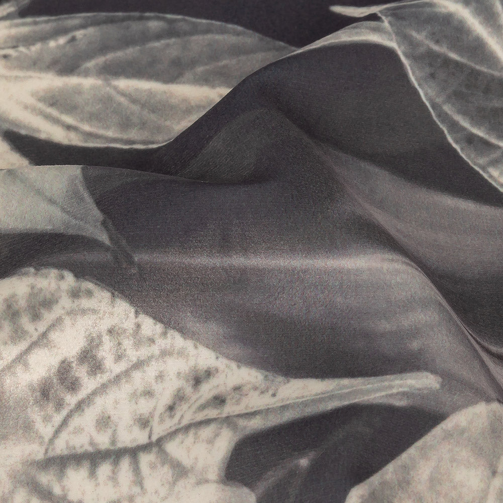 Polyester Knit Microvelvet Print - Slate Floating Leaves - British Imported - Joann Fabrics