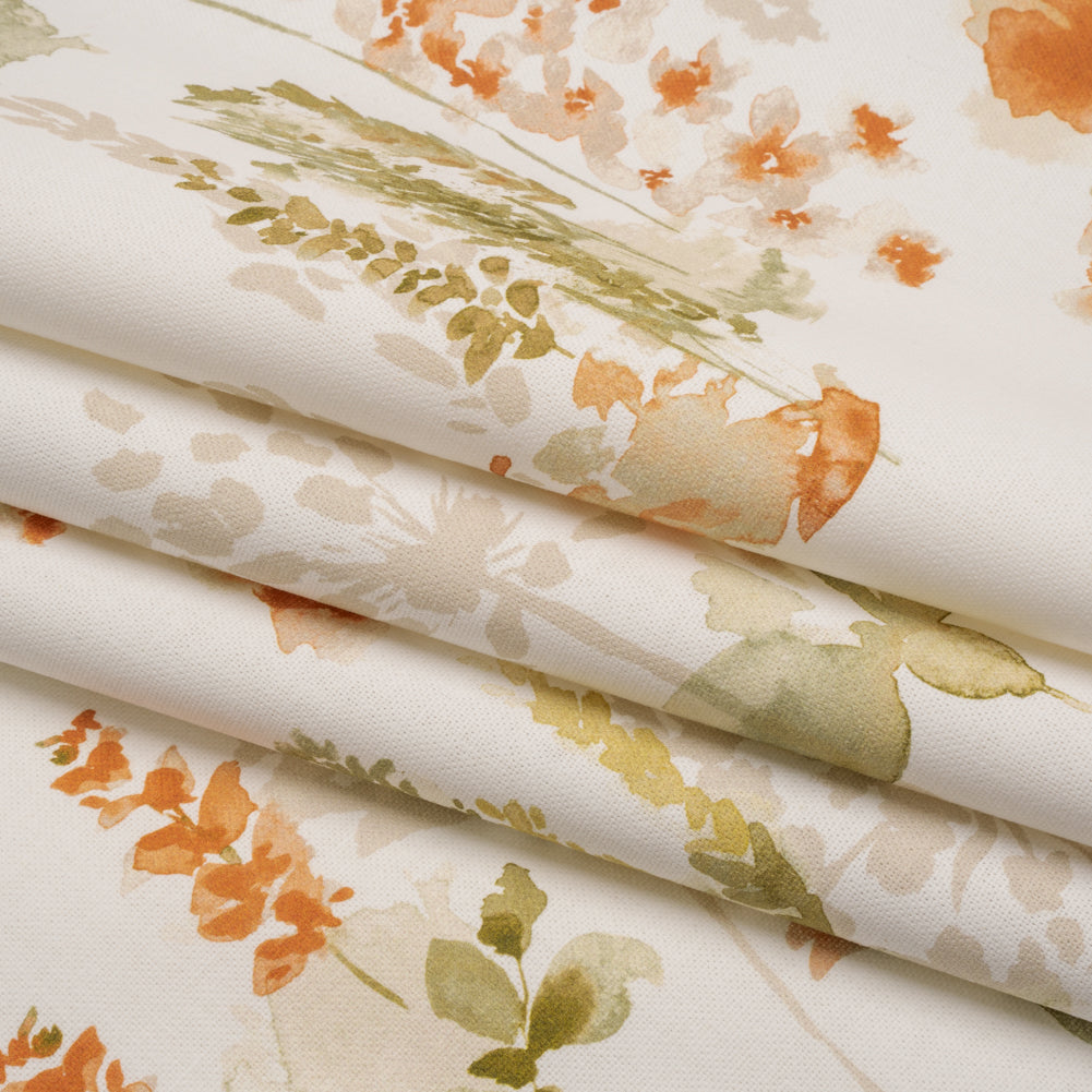 Printed Cotton Canvas - Ginger Watercolor Blooms - British Imported - Joann Fabrics
