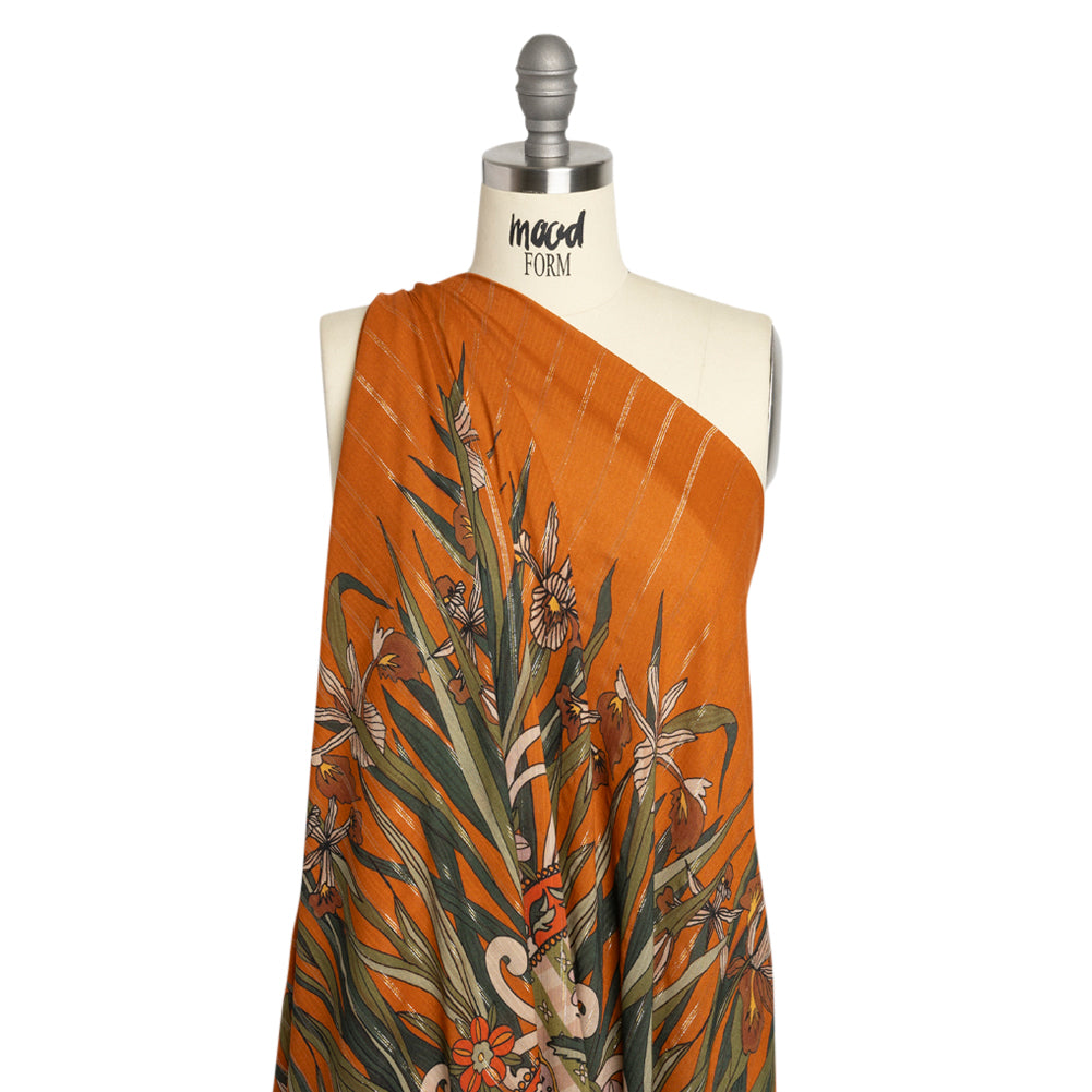 Mood Exclusive Orange Garden Gathering Metallic Pinstriped Viscose Dobby - Joann Fabrics