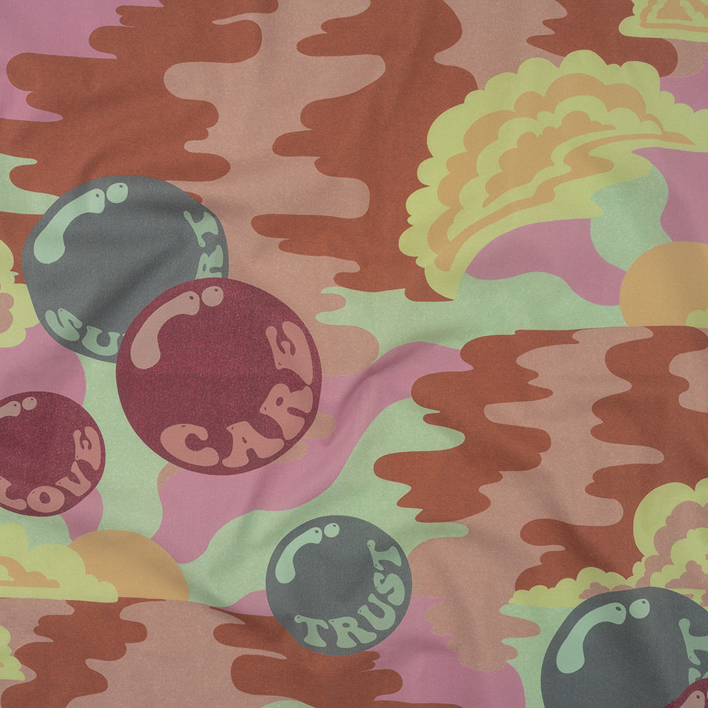 Stretch Cotton Poplin Print - Pink and Yellow Clouds and Bubbles - Mood Exclusive Buttoned Up - Joann Fabrics