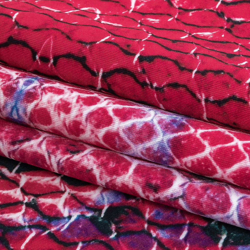 Compression Swimwear Tricot, UV Protective with Aloe Vera Microcapsules - Magenta and Blueberry Python - Caye Collection - Joann Fabrics