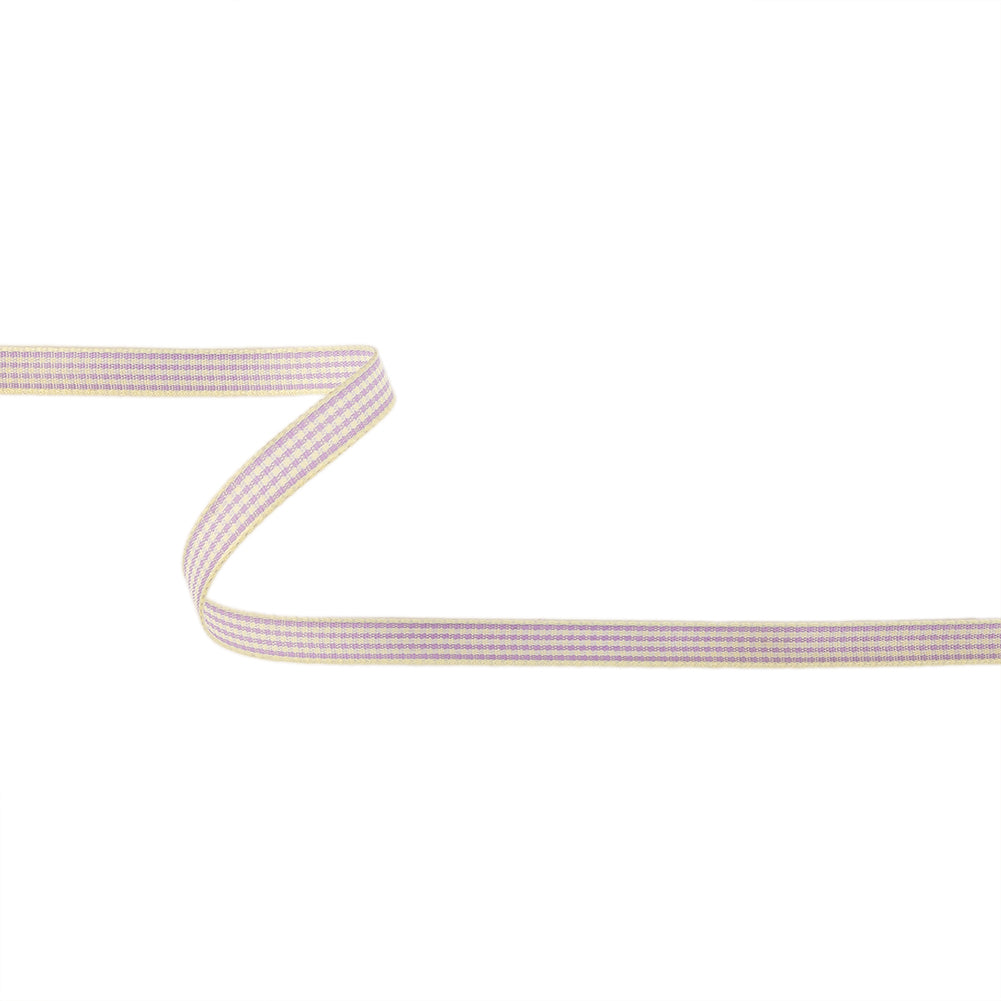 Lilac and Cream Houndstooth Check Woven Ribbon - 0.375