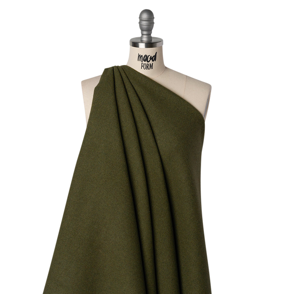 Recycled Brushed Wool Blend Twill Coating - Army Green - Made in Italy - Maeve Collection - Joann Fabrics