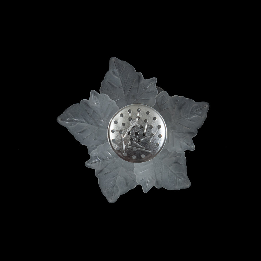Italian Frosted White 3D Flower Applique with Clear Center Bead - 2