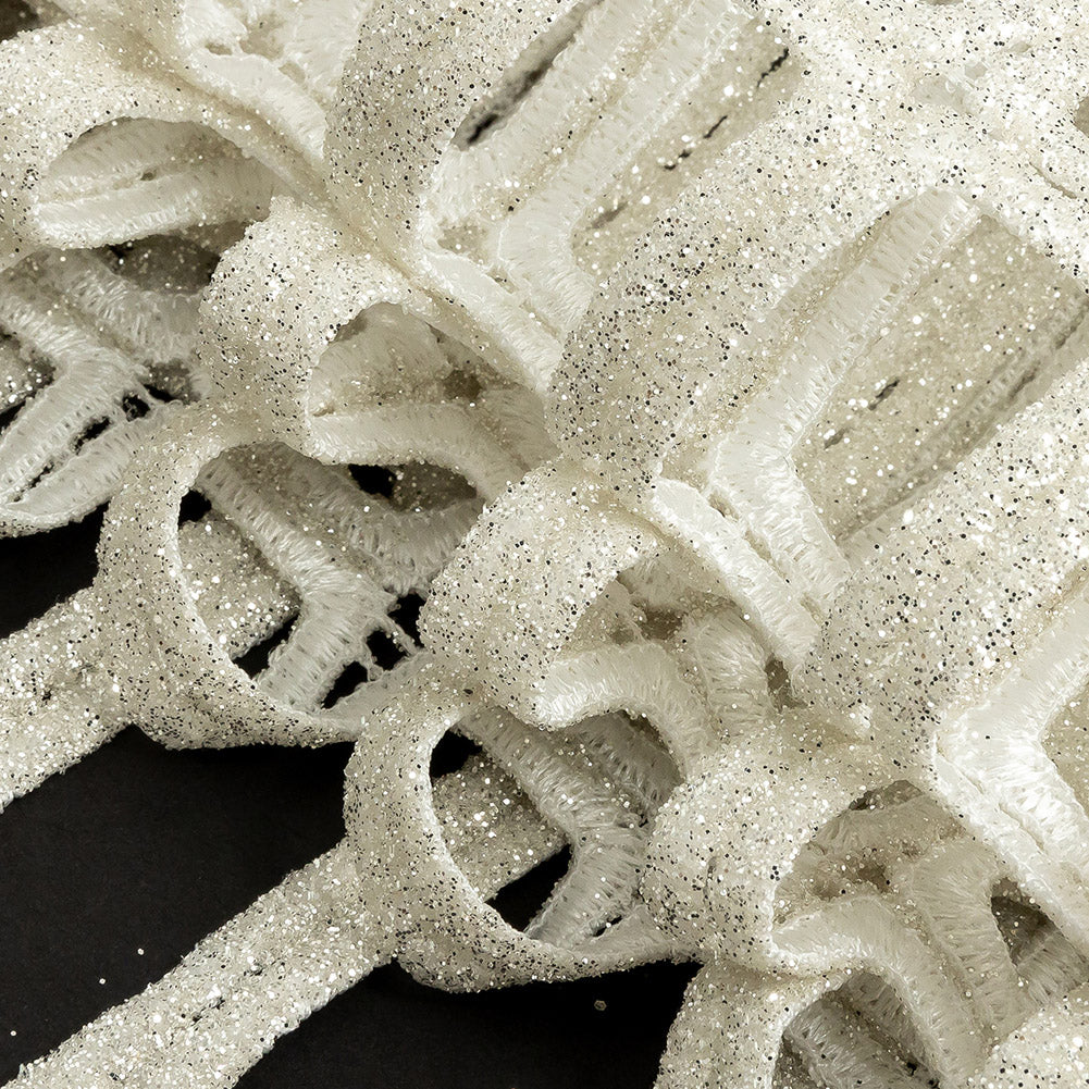 Guipure Lace with Glitter - Off-White Gradient Rectangles - Joann Fabrics