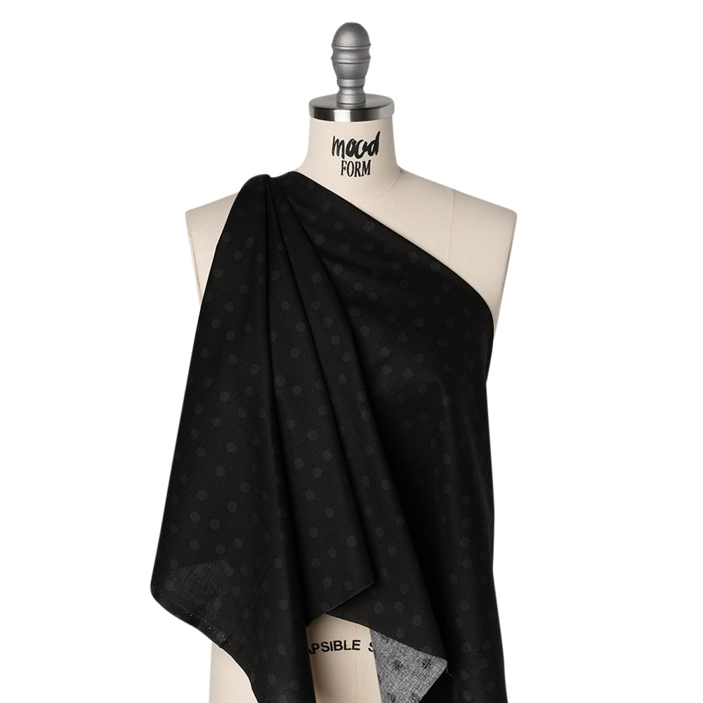 Printed Quilting Cotton by Ghazal Razavi for FIGO Studio - Black on Black Pom Poms - Dusk Collection - Joann Fabrics