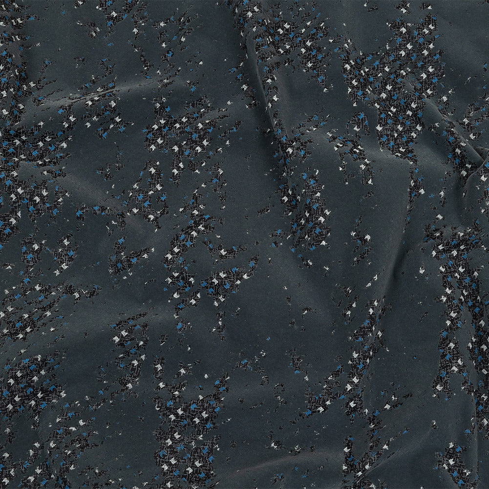 Gray Distressed Flocking on Gray, Blue and Sleet Geometric Printed Cotton Shirting - Joann Fabrics