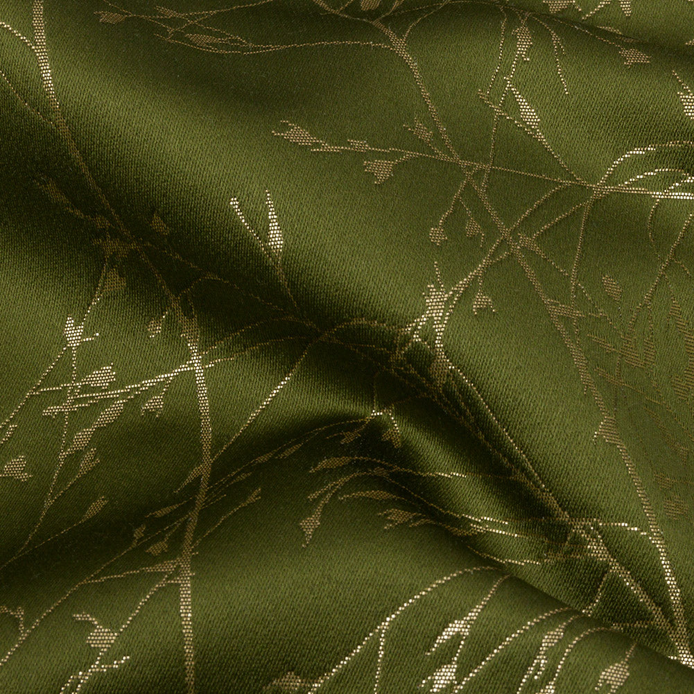 Metallic Satin-Faced Drapery Jacquard - Olive Delicate Grasses - British Imported - Joann Fabrics