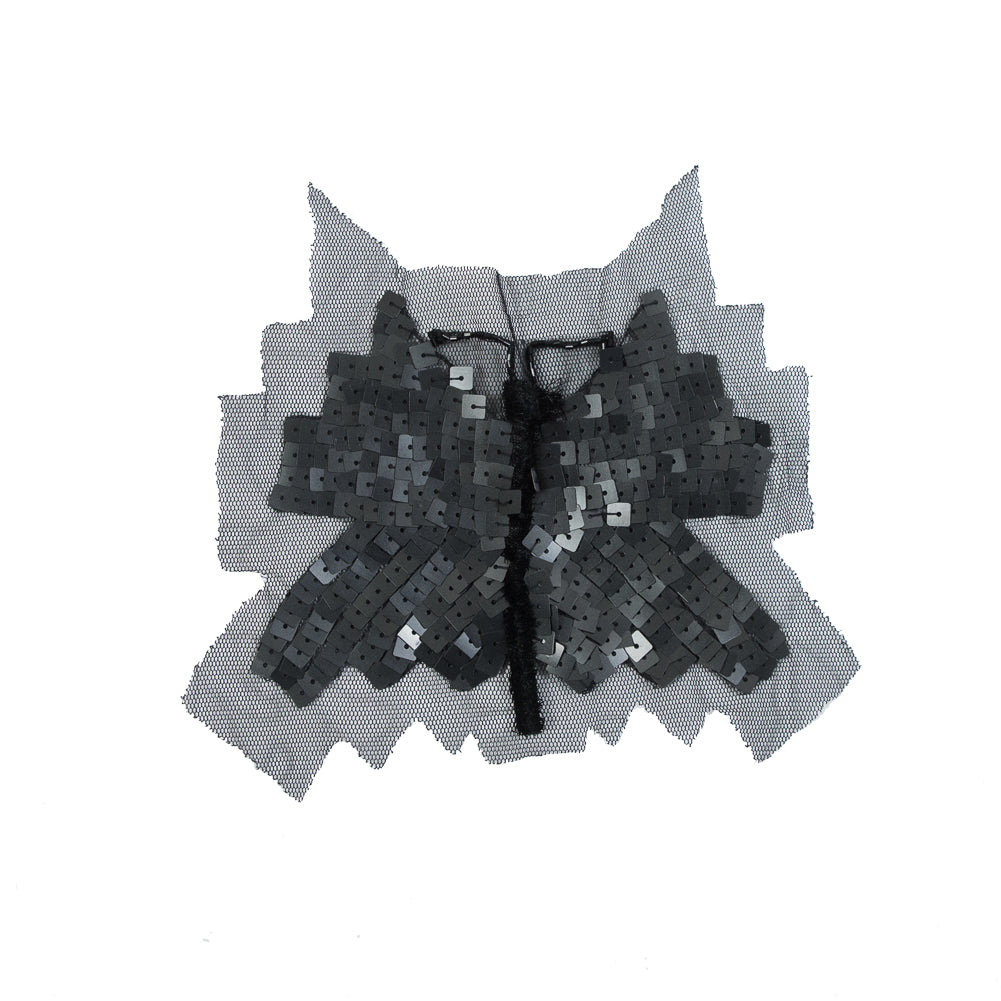 Black Sequin Butterfly Sew-On Applique on Black Mesh - Joann Fabrics