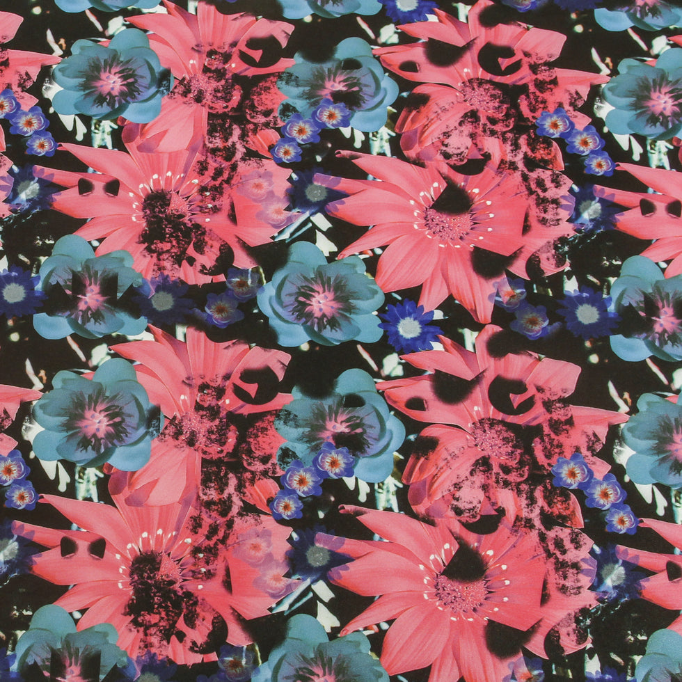 Pink/Green Collaged Floral Digitally Printed Stretch Neoprene/Scuba Knit - Joann Fabrics