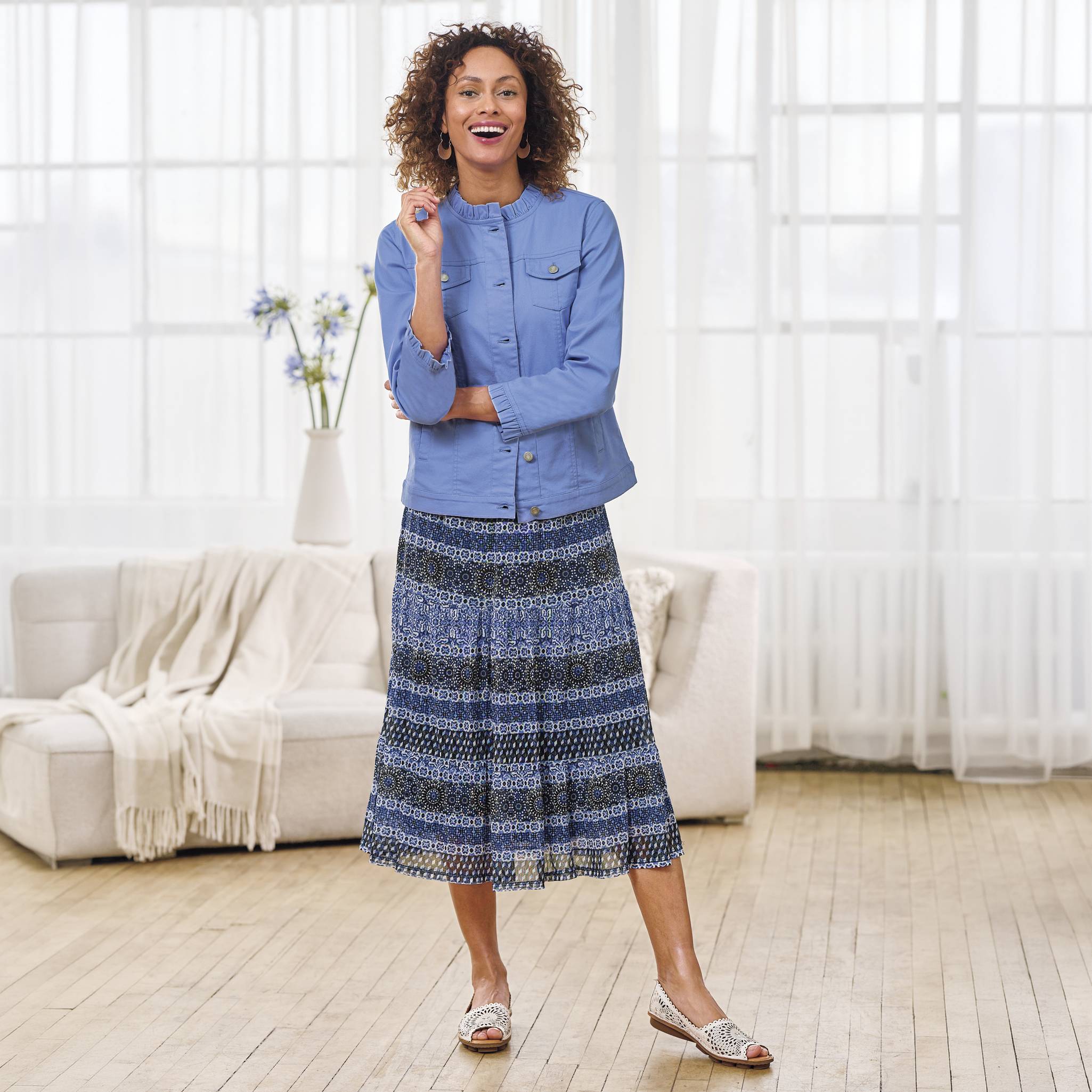 Colored Denim Ruffle Trim Jacket - Northstyle Catalog
