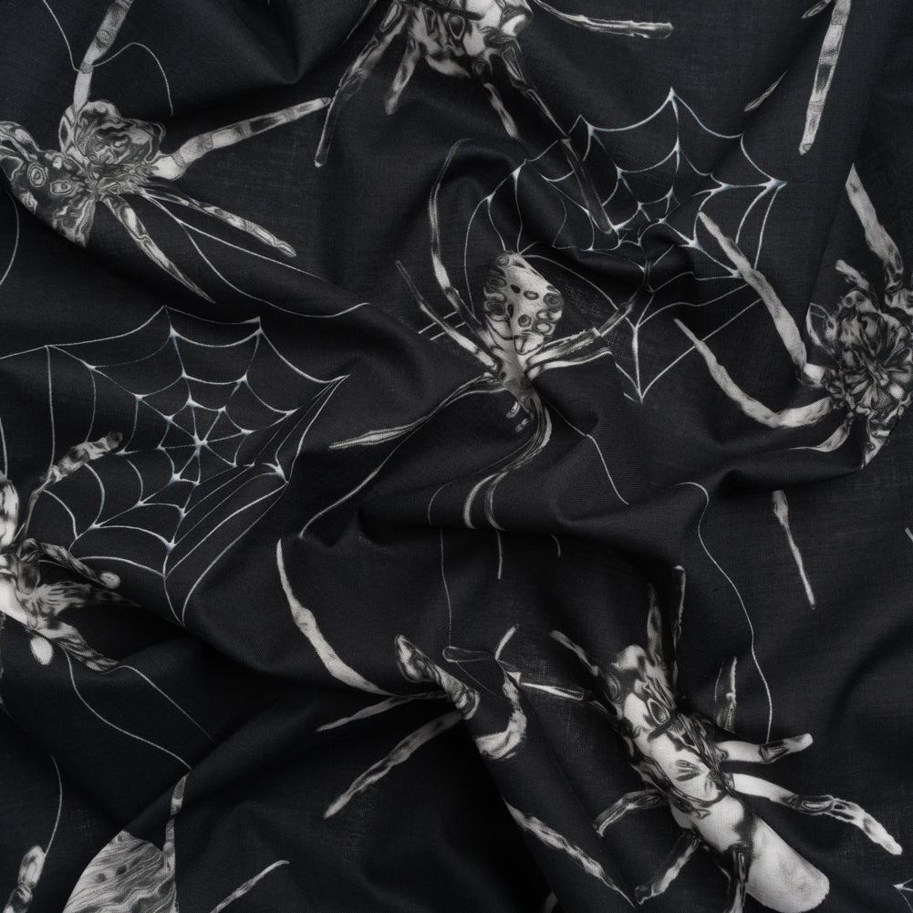 Cotton Voile - Black and White Spiders - Mood Exclusive Tantalizing Tarantulas Print - Joann Fabrics
