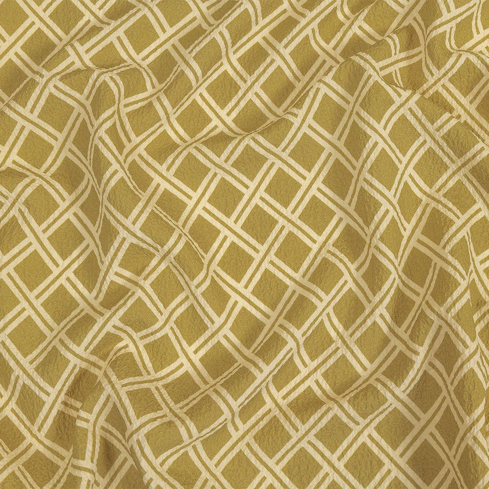 Mood Exclusive Beige Lattice Status Stretch Polyester Seersucker - Joann Fabrics