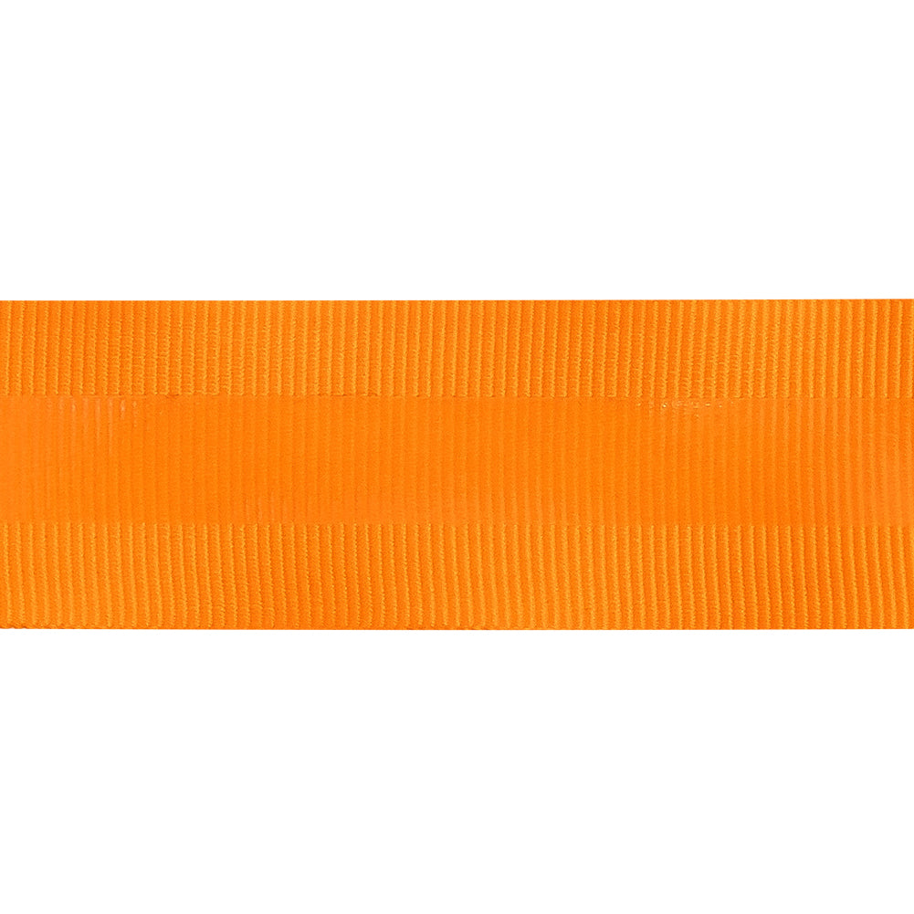 Italian Neon Orange Petersham Grosgrain Ribbon with Silicone Stripe - 1