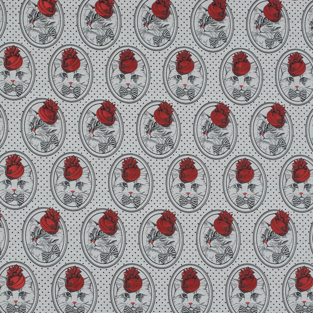 Red, White and Black Cat with Top Hat Jacquard - Joann Fabrics
