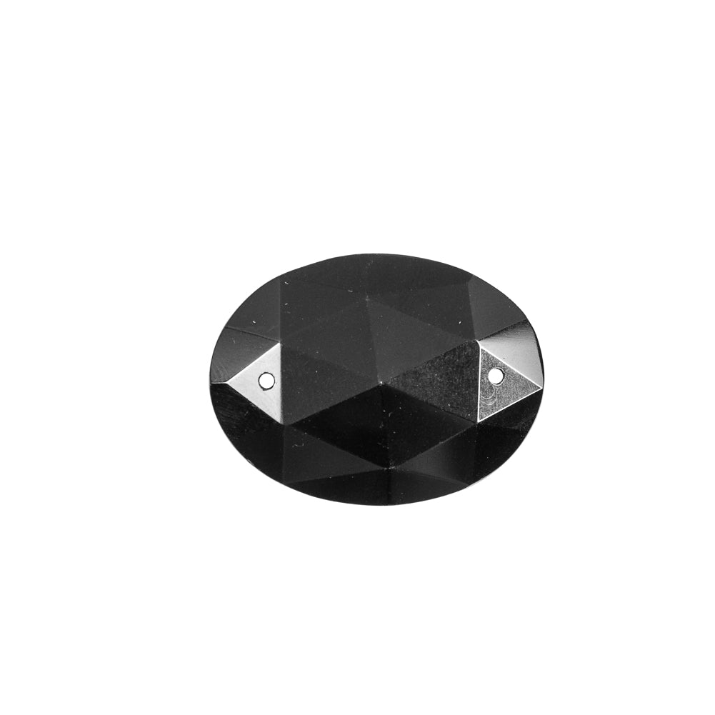 Black Bevel Cut Oval Glass Pendant - 1.5
