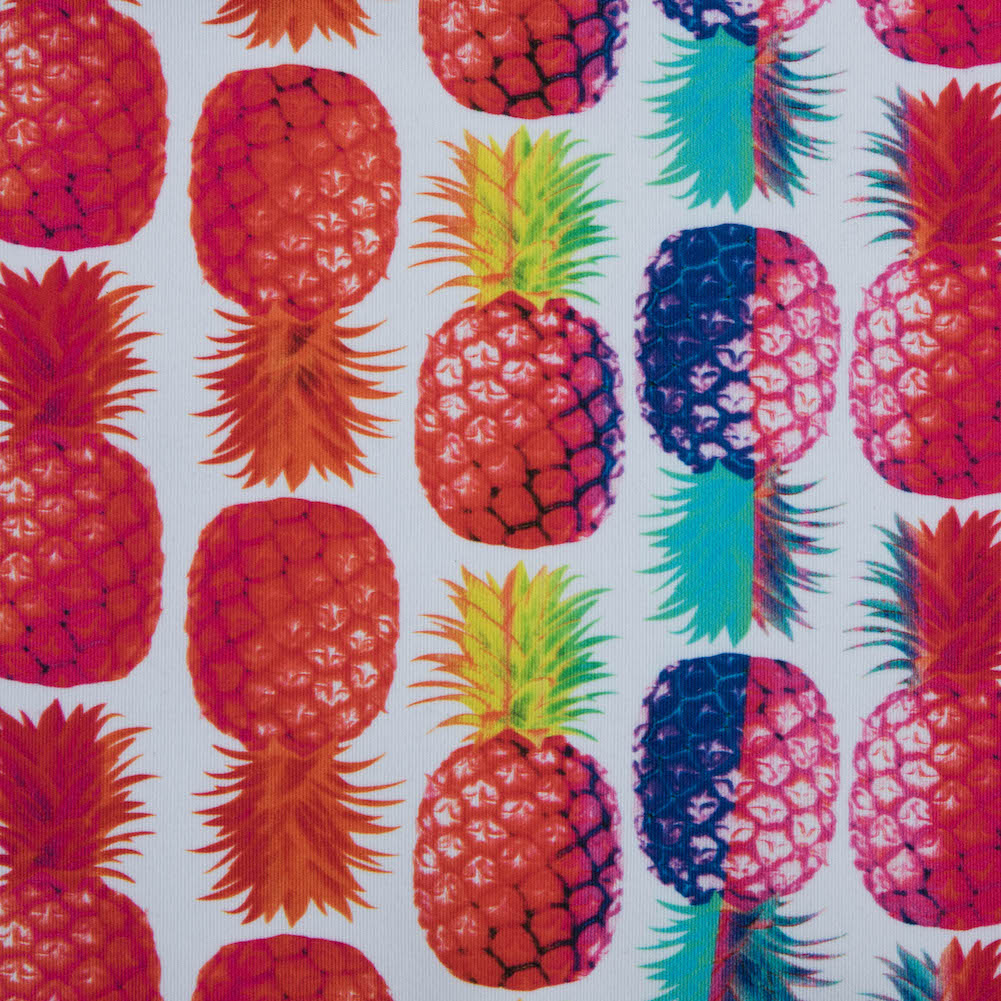 Compression Swimwear Tricot, UV Protective with Aloe Vera Microcapsules - Rainbow Pineapples - Caye Collection - Joann Fabrics