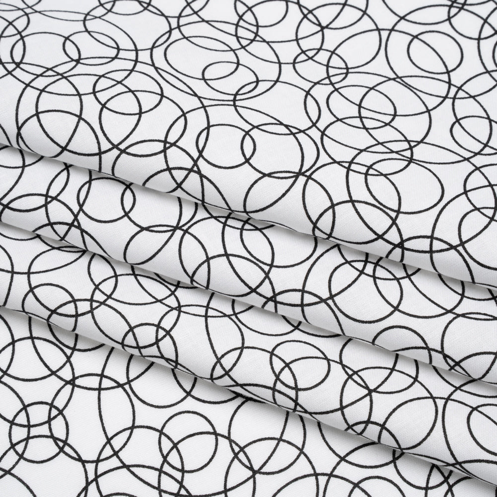 Printed Quilting Cotton by Patrick Lose for Northcott - Black on White Tangled Circles - Basically Black & White Collection - Joann Fabrics