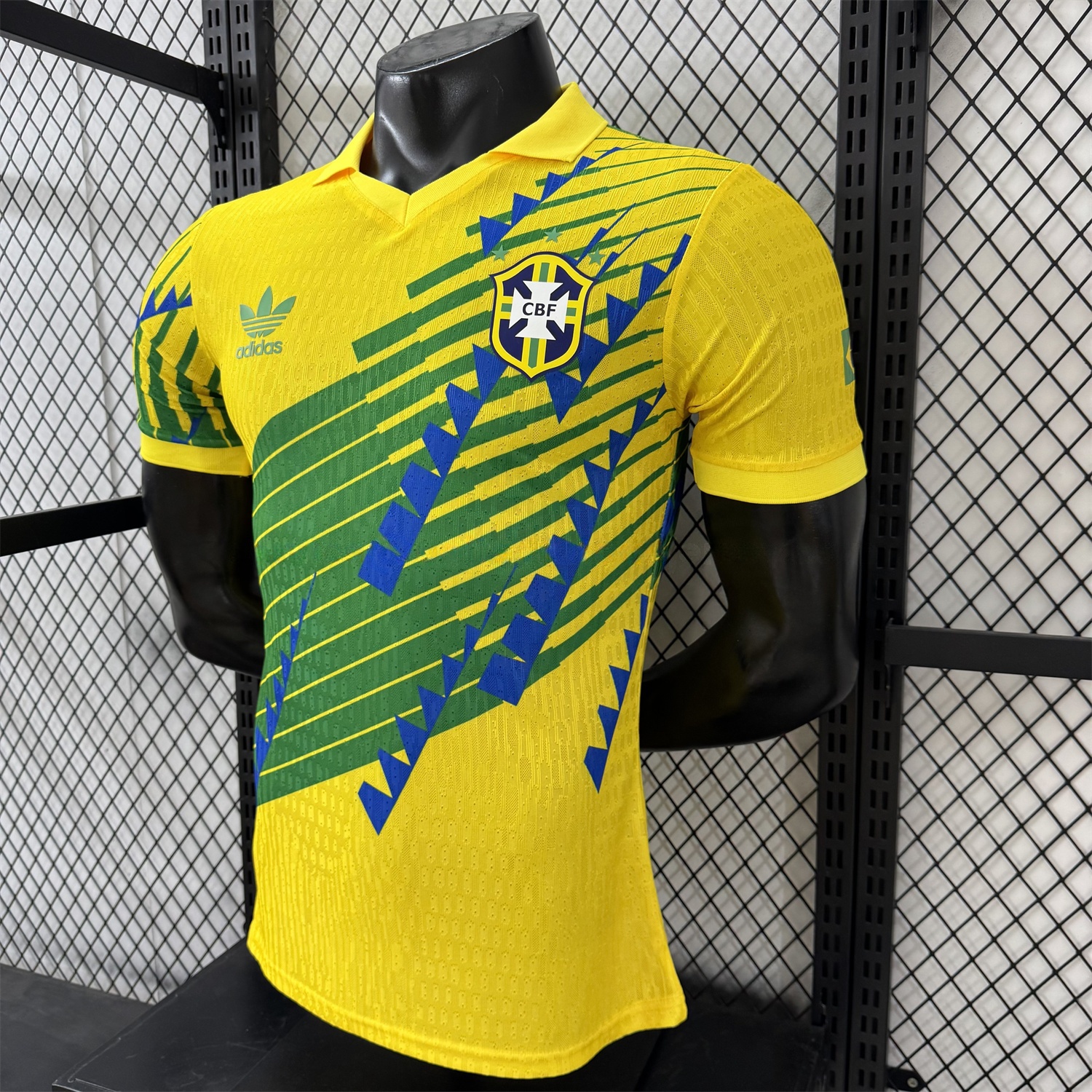 Brazil 2026 Blue-Green Stripes Yellow Special Jersey - Player Version - UnitedFutballJersey