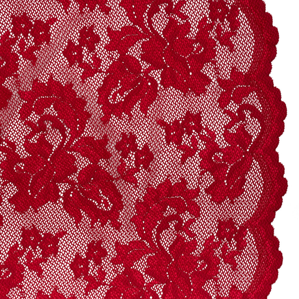 Stretch Raschel Lace with Finished Edges - Valentino Red Ornate Floral - Joann Fabrics