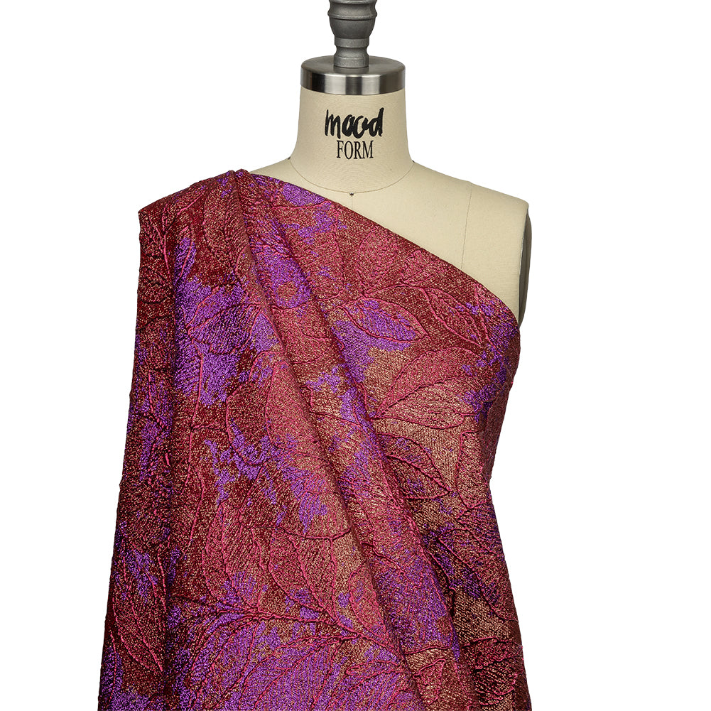 Metallic Purple, Magenta and Gold Rose Garden Linework Luxury Brocade - Joann Fabrics