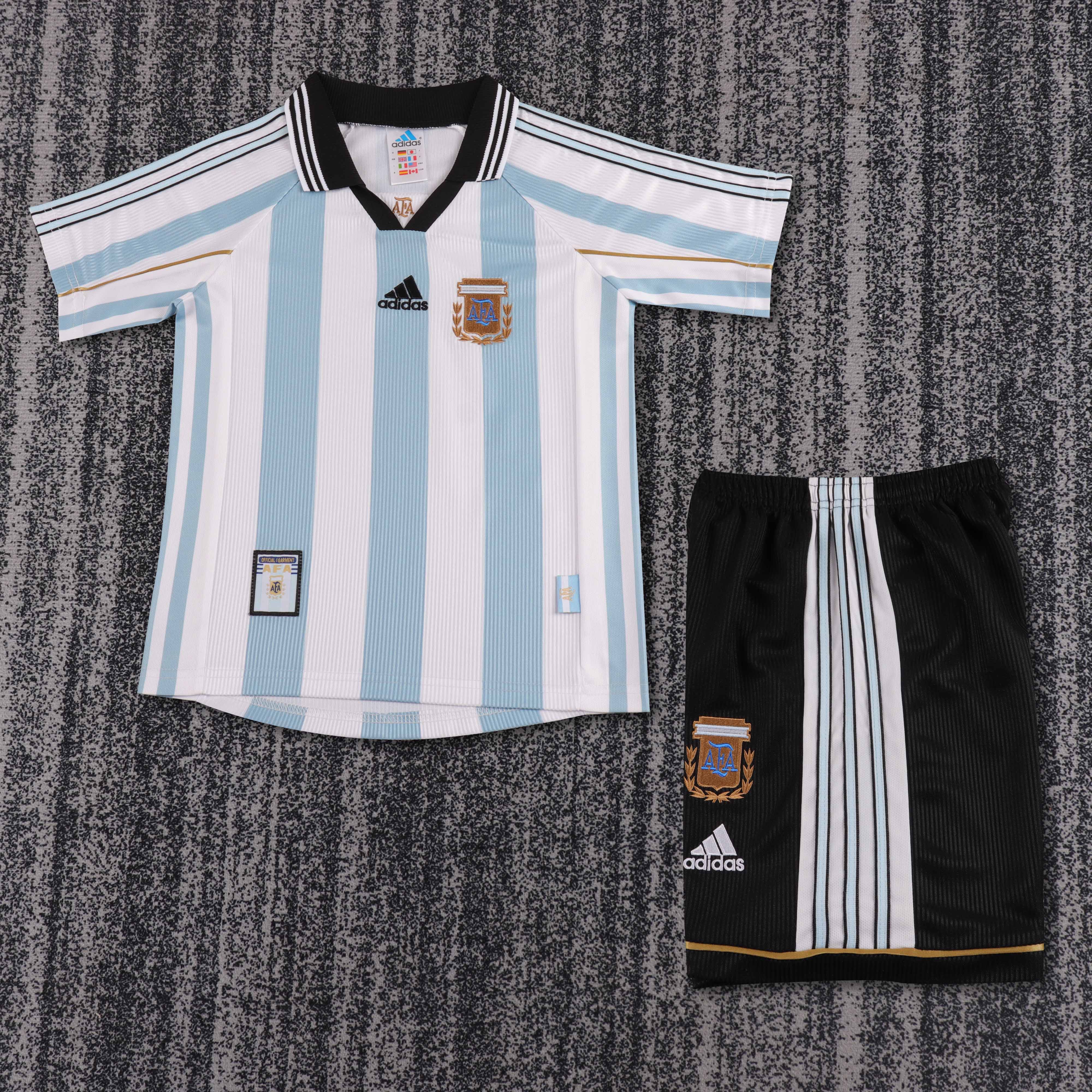 1998 Retro Argentina National Team Home Jersey 1:1 Thai Quality Kids Size