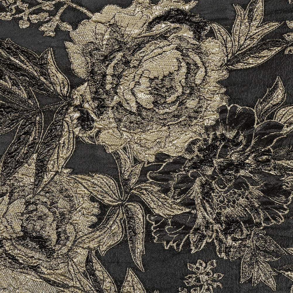 Metallic Gold and Black Floral Luxury Burnout Brocade - Joann Fabrics